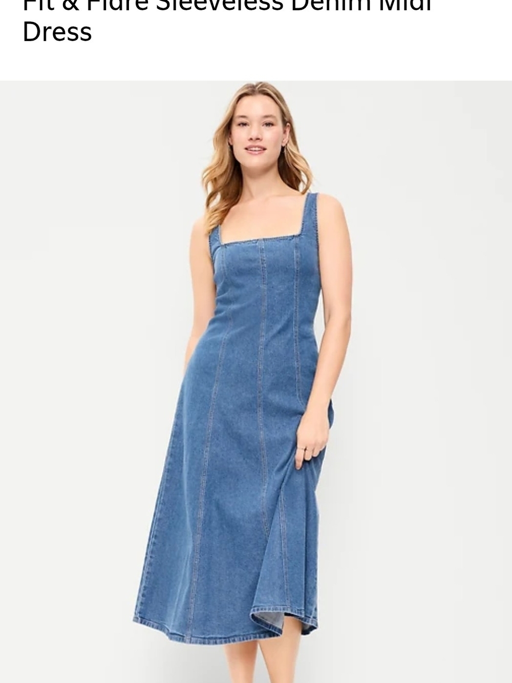 Old Navy Blue Denim Midi Dress